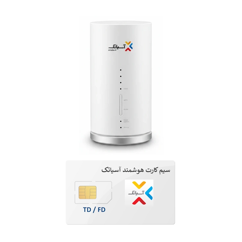 مودم آسیاتک 4G / TD-LTE مدل Huawei L01S به همراه سیم‌کارت آسیاتک روی بستر شبکه ایرانسل با امکان دریافت ای‌پی ثابت