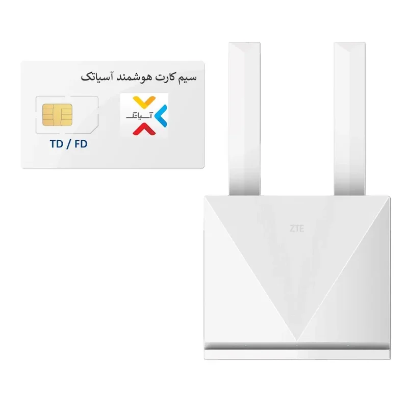 مودم 4G رومیزی زد تی ای مدل ZTE K10 با باتری بکآپ به همراه سیم کارت آسیاتک روی بستر شبکه ایرانسل با امکان دریافت ایپی ثابت