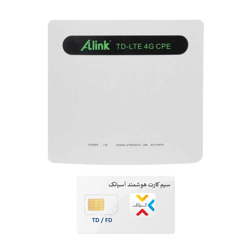 مودم ۴G / TD-LTE ای لینک مدل Alink MR991 به همراه سیم‌کارت آسیاتک روی بستر شبکه ایرانسل با امکان دریافت ای‌پی ثابت