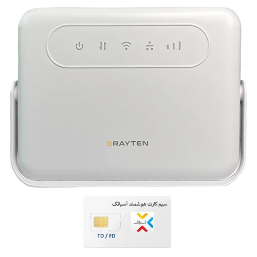 مودم 4.5G گریتن مدل GRAYTEN GT41 به همراه سیم کارت آسیاتک روی بستر شبکه ایرانسل با امکان دریافت ایپی ثابت