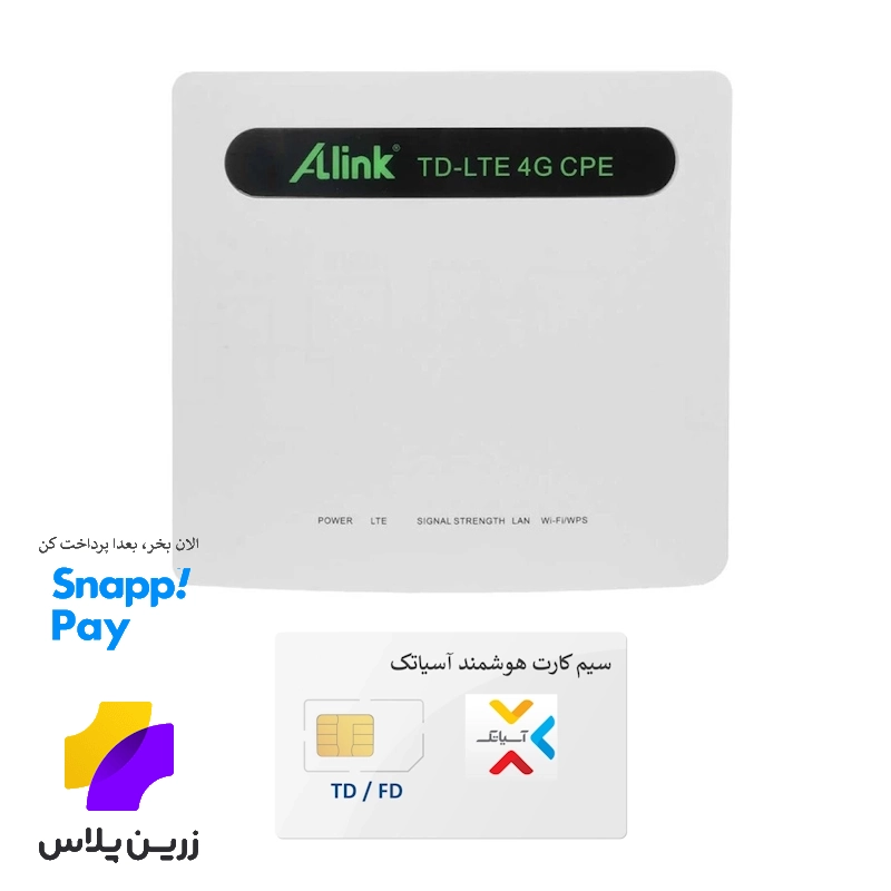 مودم ۴G / TD-LTE ای لینک مدل Alink MR991 به همراه سیم‌کارت آسیاتک روی بستر شبکه ایرانسل با امکان دریافت ای‌پی ثابت