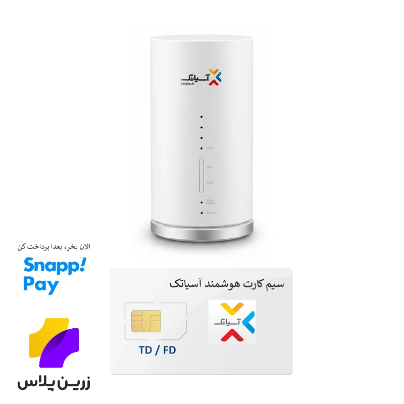 مودم آسیاتک 4G / TD-LTE مدل Huawei L01S به همراه سیم‌کارت آسیاتک روی بستر شبکه ایرانسل با امکان دریافت ای‌پی ثابت